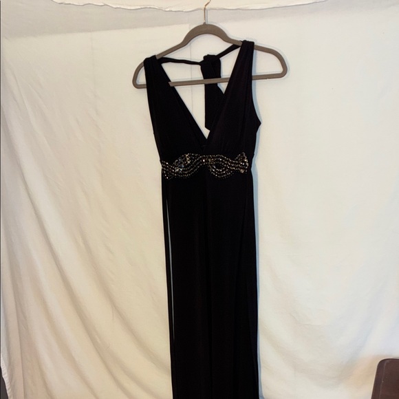 XOXO Black Backless Dress with Gold Accents - Picture 1 of 6